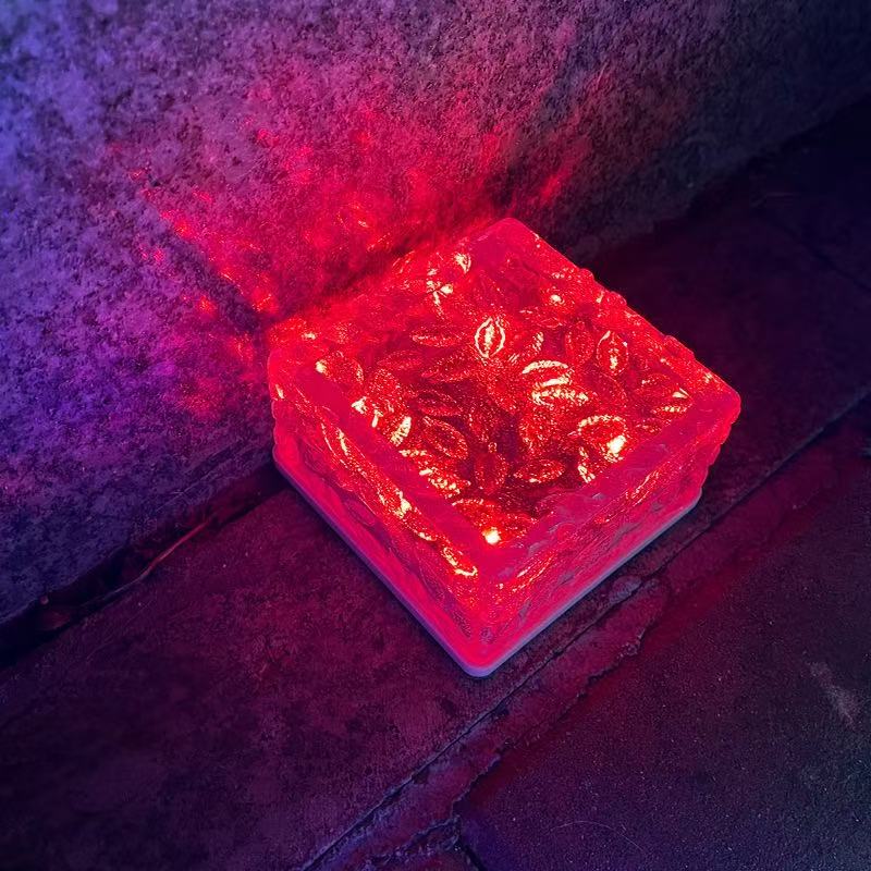 Warm White Solar LED Garden Lamp Ice Buried Ground Decorative Lights Cube Shape Waterproof IP65 Outdoor High CRI 80 10000 Hours