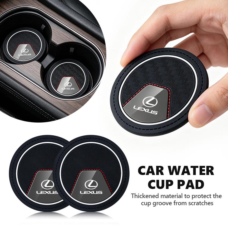YOM1 2pcs Silicone Car Coasters Water Cup Slots Non-Slip Mat Drink Pads For Lexus RX350 IS250 CT200h ES250 ES300h NX300h IS200 GS300