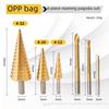 6-Piece Step Drill Bit Set: 3 Triangular Handle Serrated Bits (4-12mm, 4-20mm, 4-32mm) for Hole Expansion