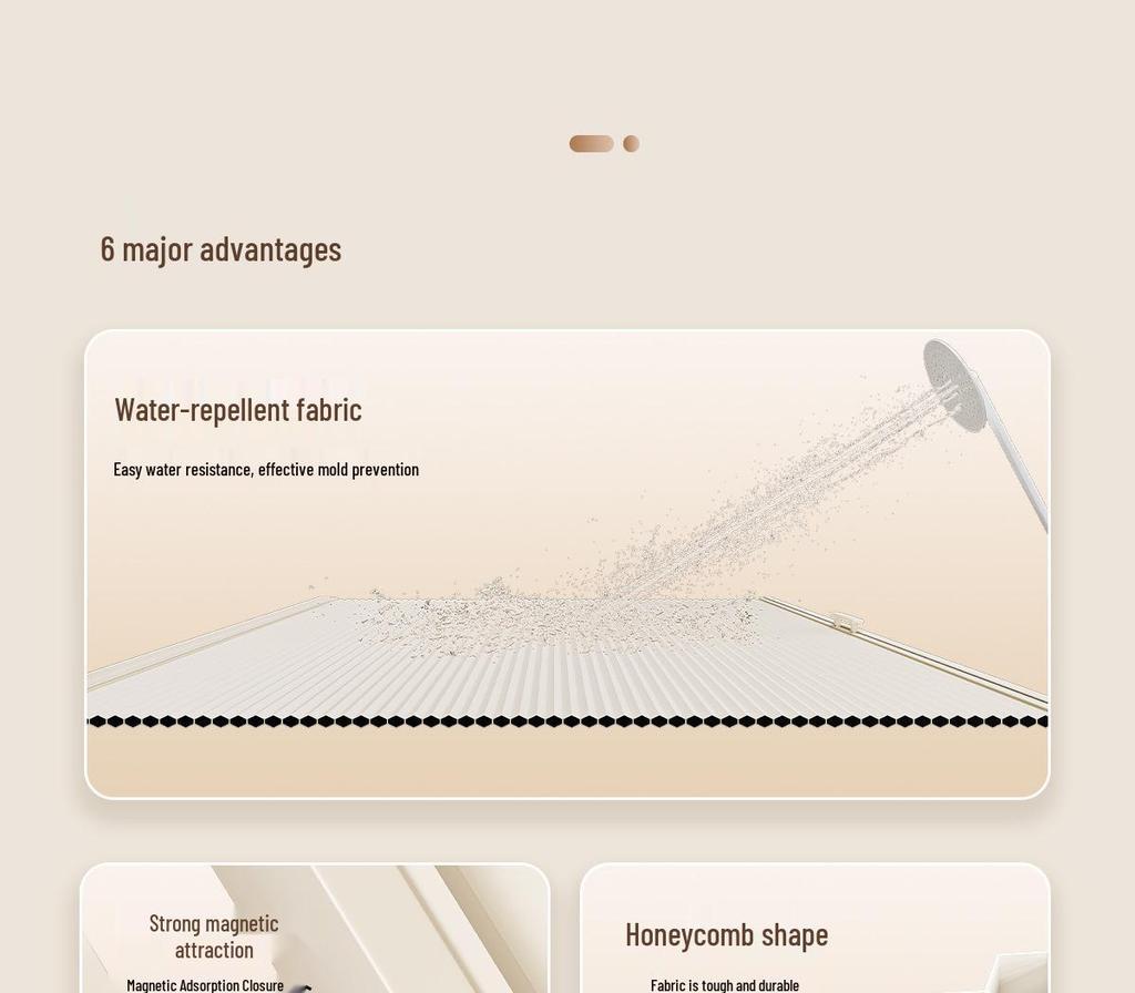 Magnetischer Falt-Duschvorhang: Winddicht, Badezimmer-Trennwand ohne Bohren & Toilettentürvorhang