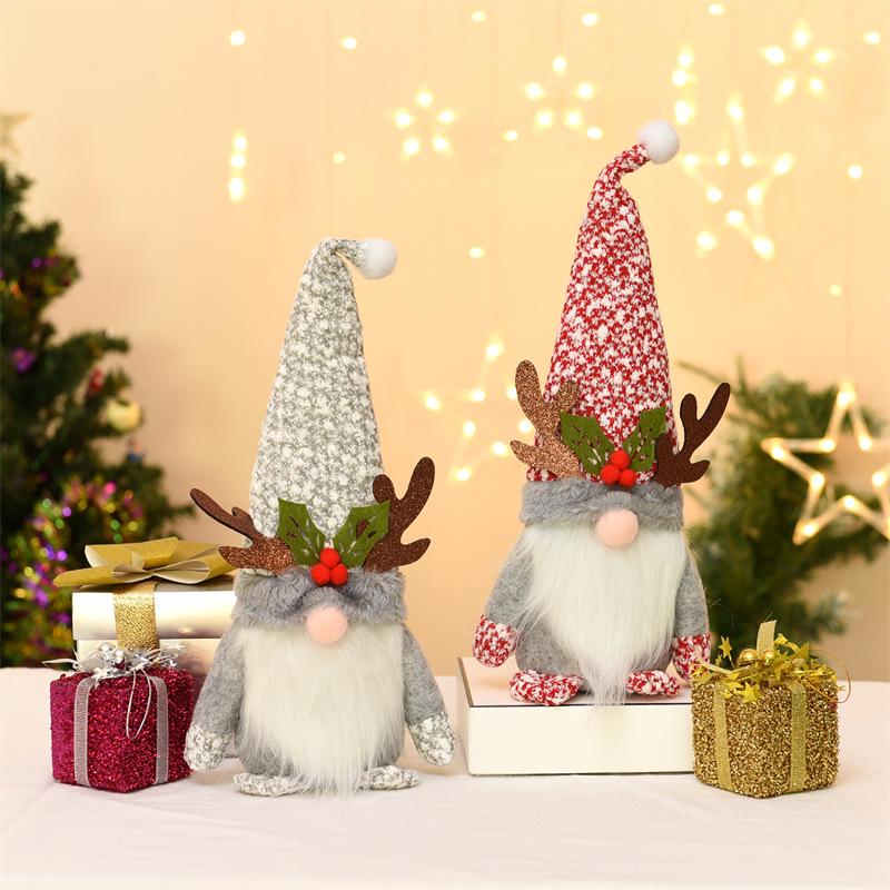 Christmas Antler Doll Figurine – Faceless Old Man for Window Display & Children's Gift
