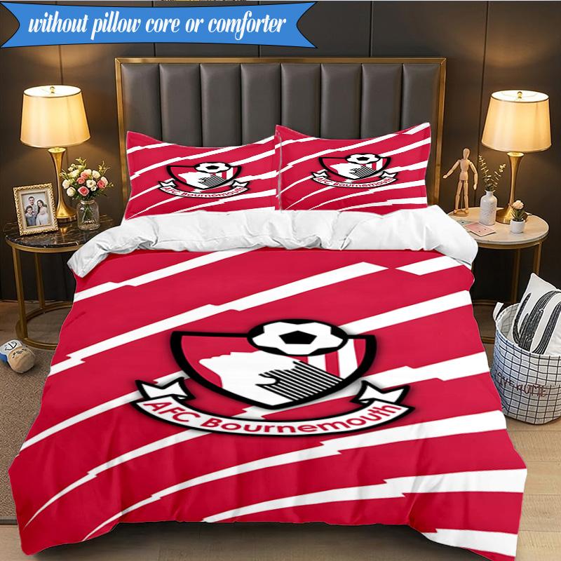 3PCS Afc Crest Bournemouth Printed Soft Bedding Set,Including 1pc Duvet Cover And 2pcs Pillowcases Perfect for Bedroom, Dormitory, Fan gift