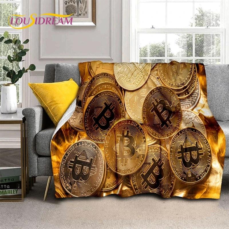Bitcoin 3D Virtual Currency NFT Blanket,Soft Throw Blanket for Home Bedroom Bed Sofa Picnic Travel Office Cover Blanket Kid gift