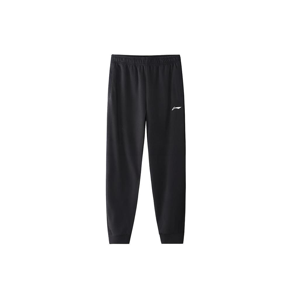 Li Ning Lifestyle Series Solid Color Casual Drawstring Knit Sports Pants Men Bottoms Black AKLSE41-1