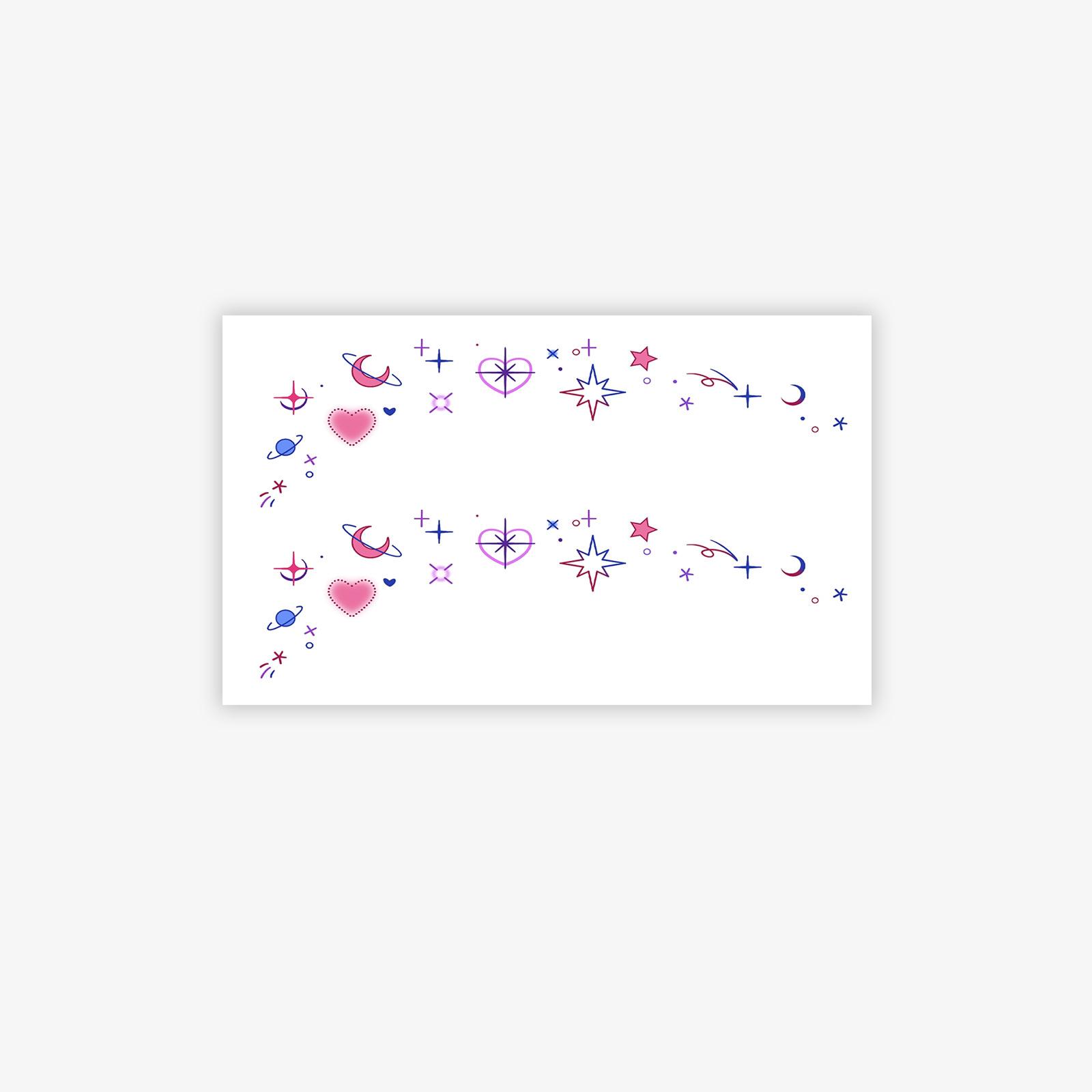 Premium Sense Y2K Dopamine Color Love Star Moon Clavicle Tattoo Sticker 15*9