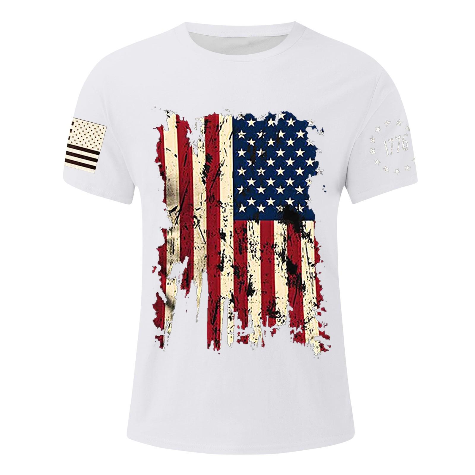 

Мужская футболка с принтом флага, мужской свободный повседневный топ с короткими рукавами XL белый