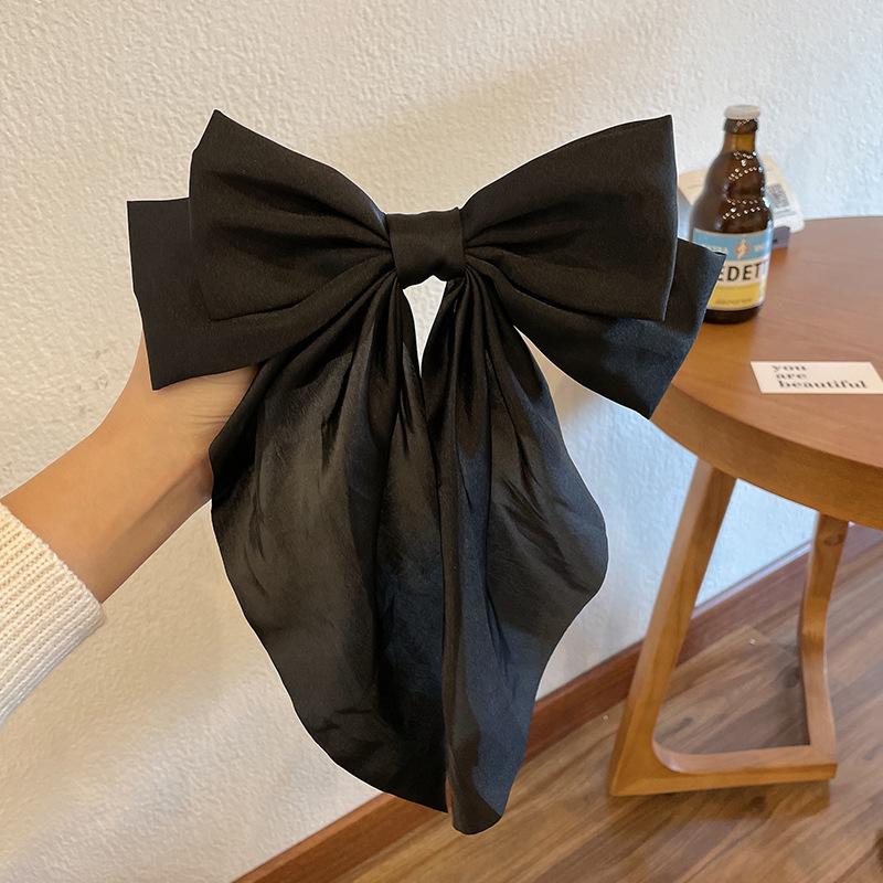 Elegant Solid Large Bow Ribbon Hair Clip for Women Girl Sweet Headbands Soft Satin Hairpin Hairgrip Fashion Hair Accessories