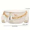 Trendy PU Chest Bag Stylish Single Shoulder Saddle Bag with Crocodile Pattern Chain Wide Belt Crossbody Bags for Women Daily Use
