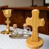 Tabletop Wood Standing Cross Ornament with Stand Elegant Art Catholic Unique Religious Cross Decor for Office Anniversary Desk