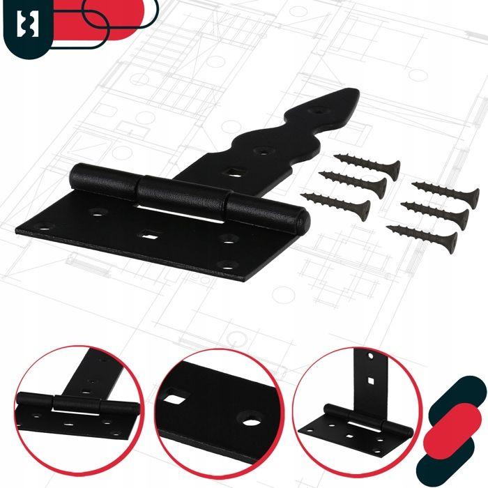 Charnières de porte - KOTARBAU - 150 mm - Acier galvanisé - Revêtement en poudre - 2pcs