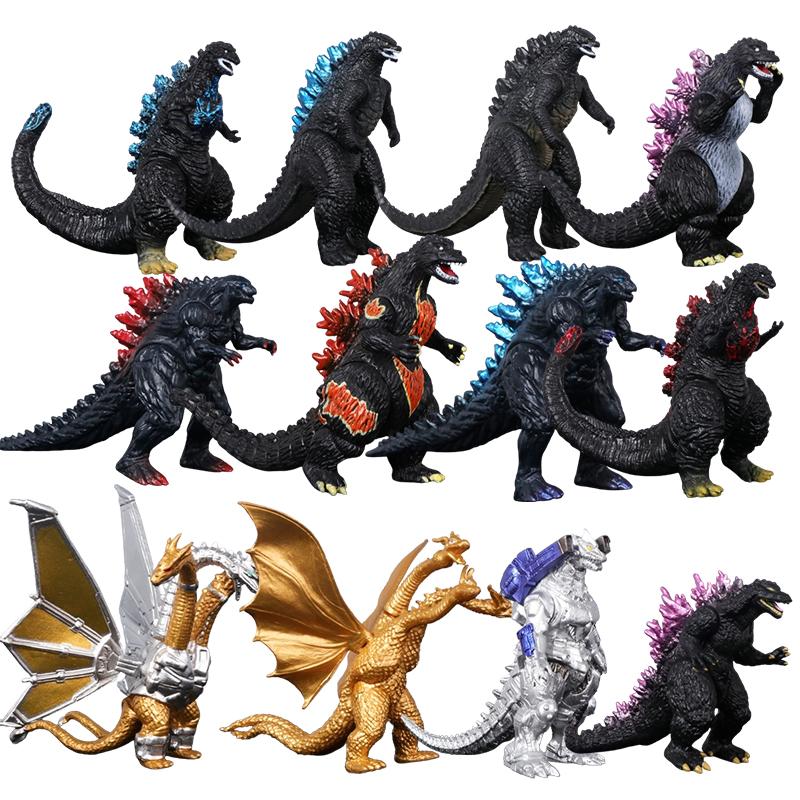 New 10cm Godzilla VS Kingkong Gojira Soft Glue King Ghidorah Action Figure Movable Joints Model Toys For Kid Boy Gift
