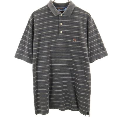 Border Pattern Golf Short Sleeve Polo Shirt M Gray Men's Used