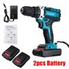28N.m Rechargable Electric Hammer Drill Max Torque LED Light Screwdriver 1/2 Battery 1 Charger 48V 1500W