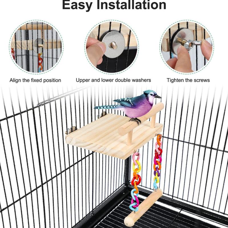 Nice Parrot Toy Bird Cage Decoration Pendant Small Bird Cage Nibbling Toy Parrot Springboard Swing Combination Toys Are Varied