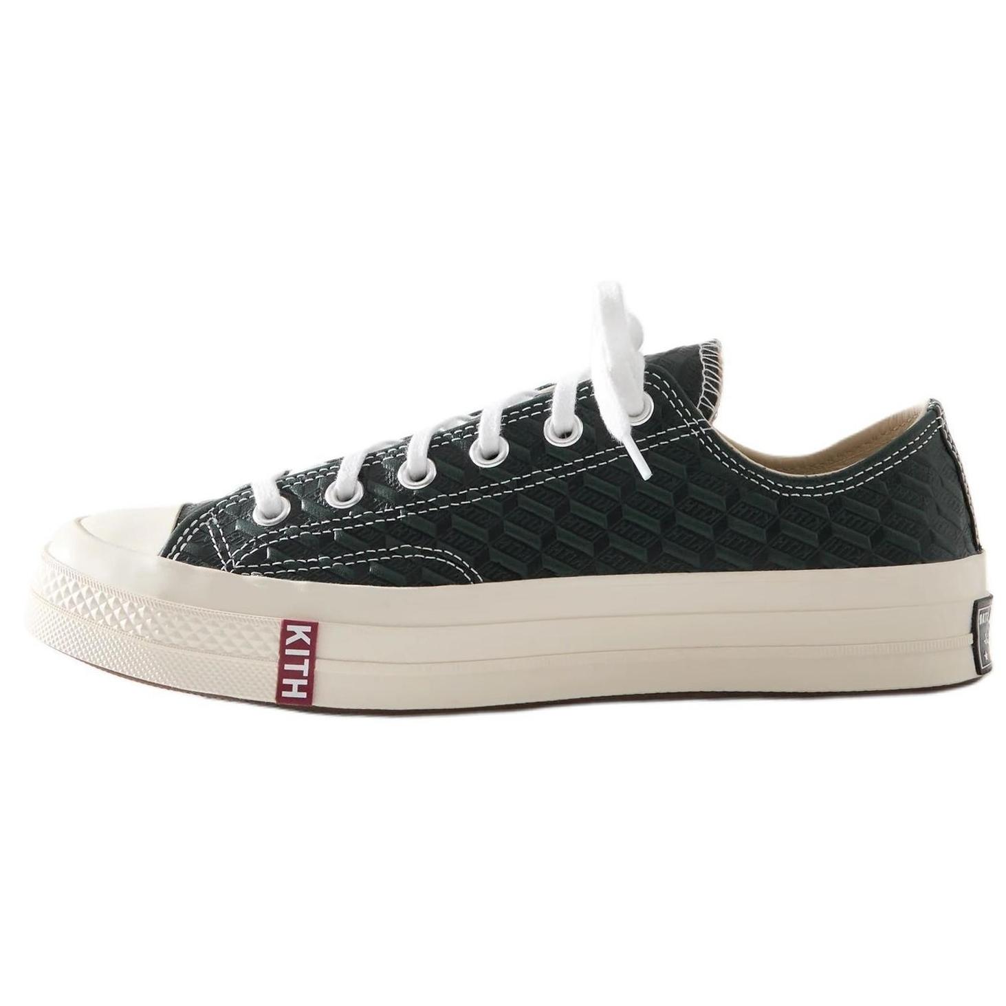 

Converse Kith x Chuck 70 Low Scarab Monogram мужские кеды зеленые черные Egret-Deco A11439C 42