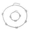 Women Shiny Butterfly Zircon Necklace Sets Copper Romantic Jewelry Bracelet Necklace Set Dinner Dress Accessories