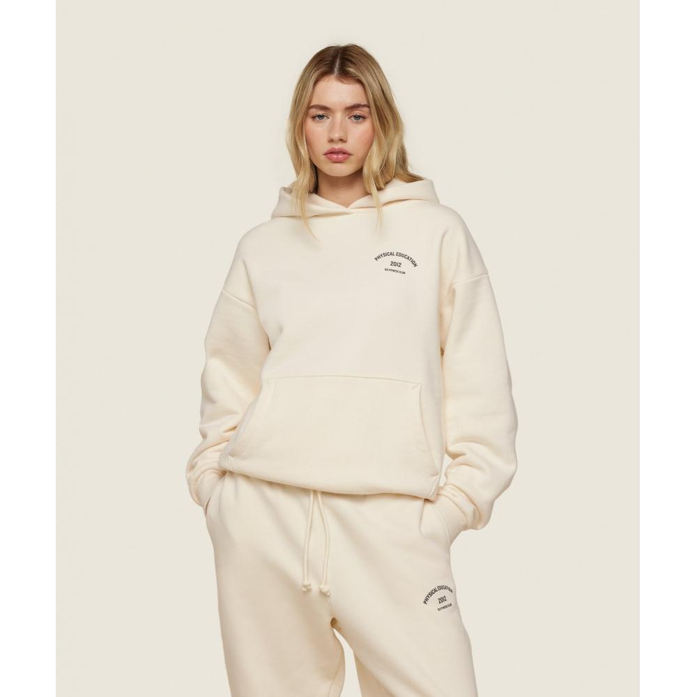 

GYMSHARK Phys Ed Graphic Hoodie Ecru White Archive Brown B2B7S NCY2