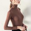 Women's Velvet Mesh High-Neck Base Layer: Long-Sleeve, Solid Color, Slim Fit for Autumn/Winter 2023