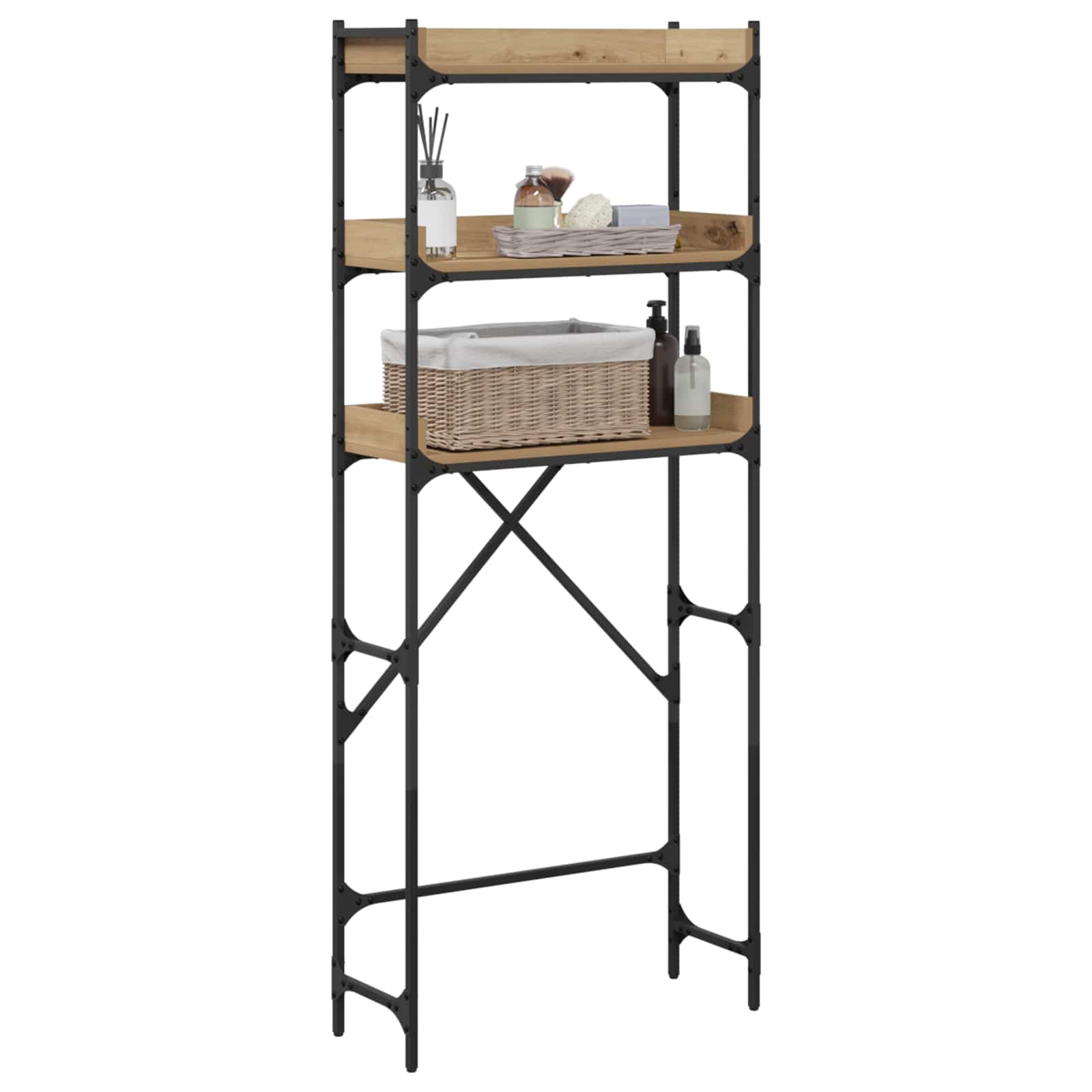 Waschmaschinenregal mit Einlegeboden in Artisan-Eichen-Optik 67 x 25 x 163 cm