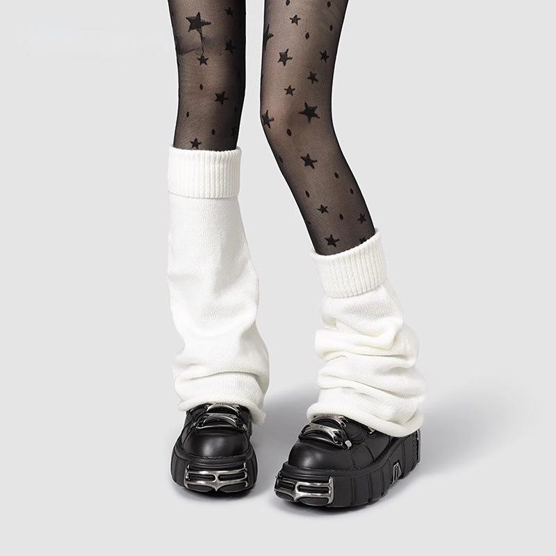 Guêtres Tricotées Couleur Unie pour Femmes - Chaussettes Longues Style Y2K pour le Printemps et l'Automne