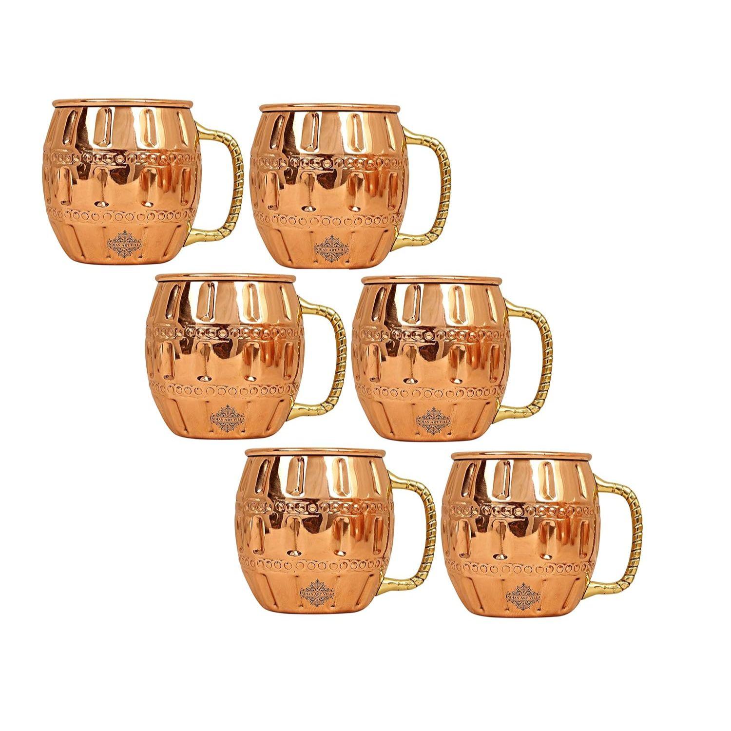 

Кружка для пива Moscow Mule из чистой меди, круглой формы, дизайн бочки, лучшая для пивных коктейльных вечеринок, барная посуда, объем - 600 мл, набор из 6 штук
