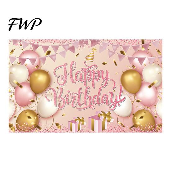Birthday Party Decoration Happy Banner Backdrop, Photo Background Cloth for Celebration, Reusable Bunting Flag Decor Kids Women, Supplies Double-sided