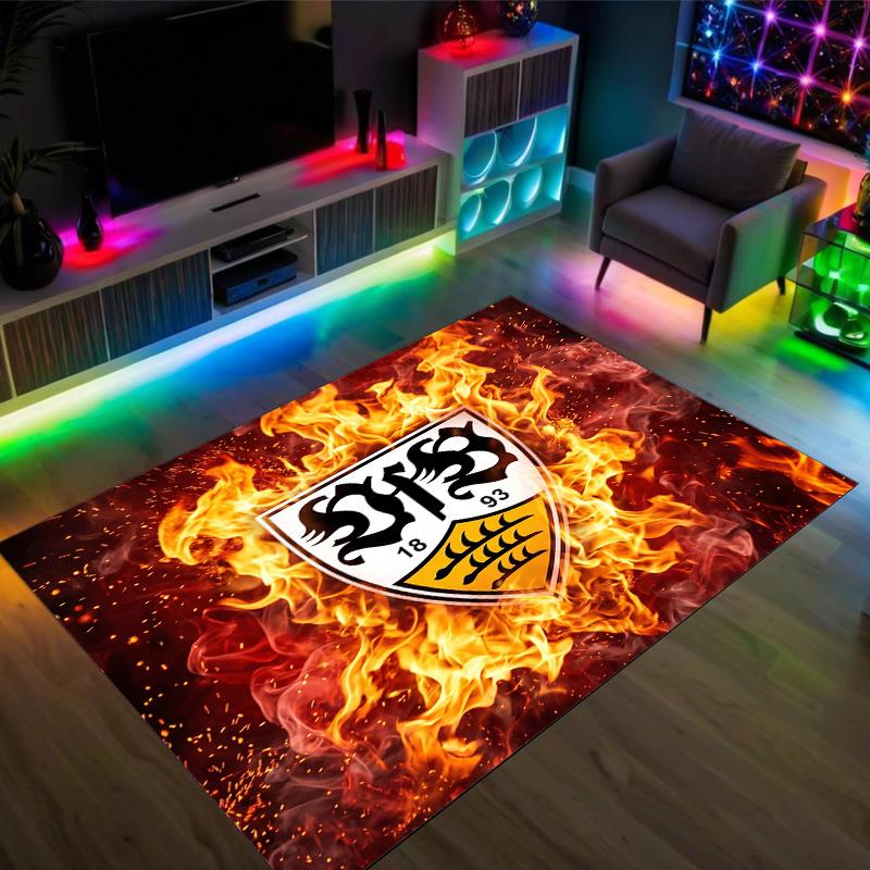 VfB Stuttgart Football Design Tappeto in Velluto di Cristallo Accogliente Non?Tappeto Stampato Antiscivolo per Camera da Letto Soggiorno Ingresso