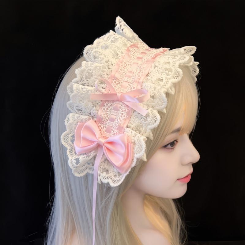 Women'S Hair Band Lolita Headband Sweet Bow Lace Lolita Accessory Japanese Lo Girl Maid Versatile Kawaii Headwear