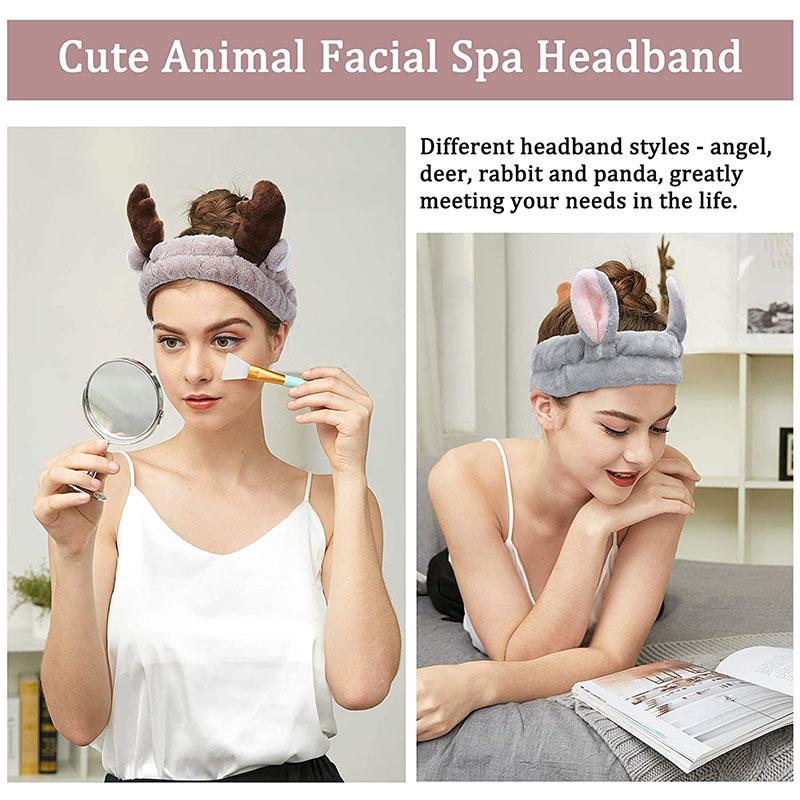 Cute Bow Antler Ears Coral Fleece Soft Warm Headband For Women Girl Washing Face Makeup Bath Head Wrap Hairband Hair Accessories