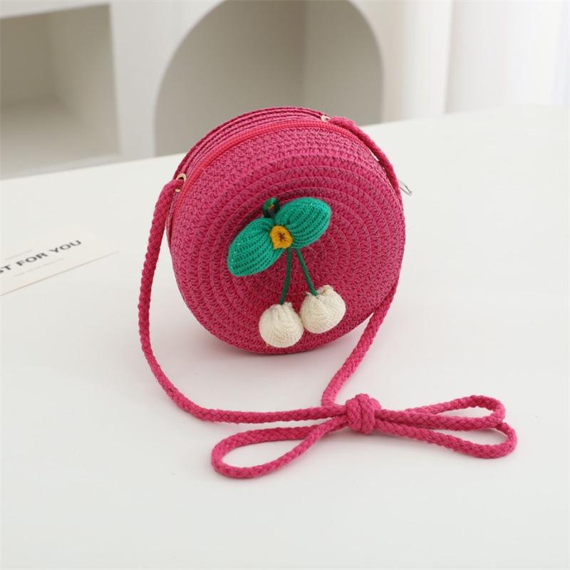 Children's Straw Woven Crossbody Bag - Small Girl's Phone and Coin Purse for Summer Outings and Seaside Trips