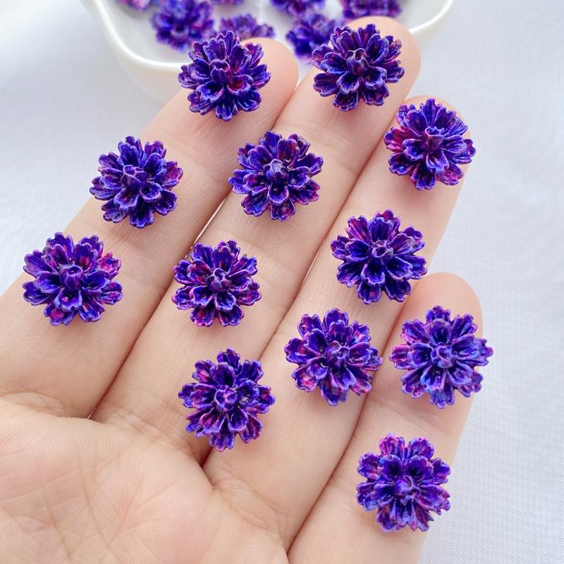 

50Pcs New Cute Resin Mini Colorful Flowers Series Flat Back Manicure Parts Embellishments For Hair Bows Accessorie