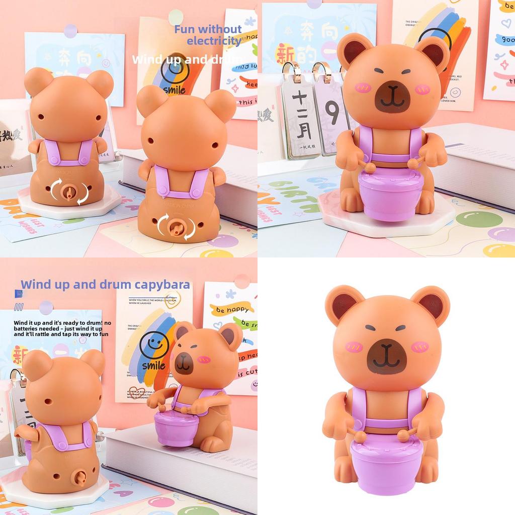 Capybara Spielzeugtrommel mit Federmechanismus für frühkindliches Lernen und sensorische Entwicklung