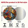 Vintage Metal Tin Sign 20x20 cm Round Wall Art Bird Flower Decoration for Living Room