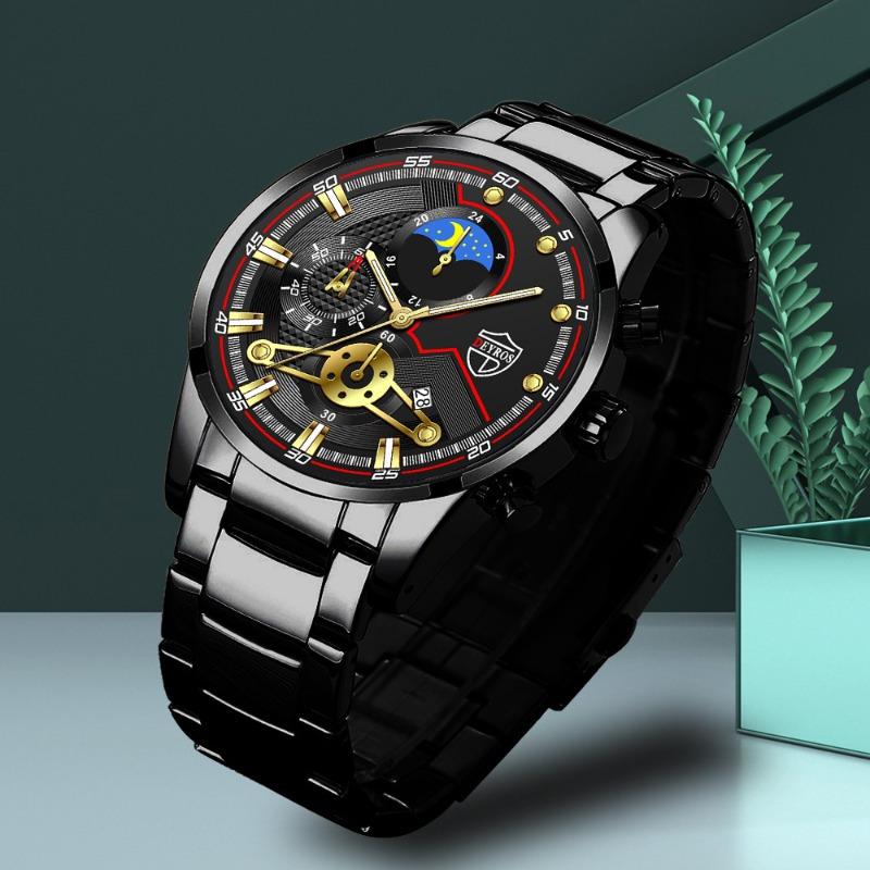 

DEYROS Новые модные мужские часы с календарем, мужские деловые повседневные кварцевые часы с ремешком из нержавеющей стали, лучшие мужские часы