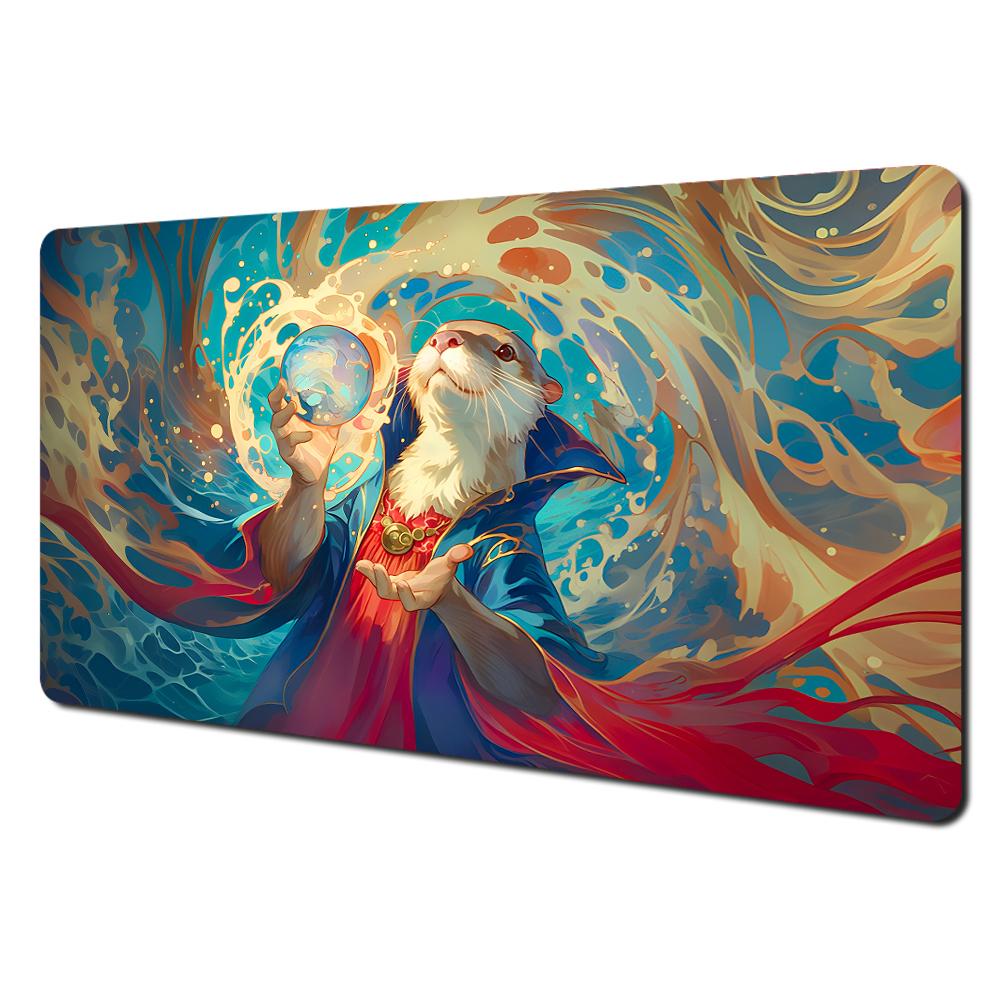Magic Black Cat And Crystal Ball Mtg Playmat Magic Card Battle Mat 35x60cm Tapete Magic Mtg Nonslip Durable Stitched Edge