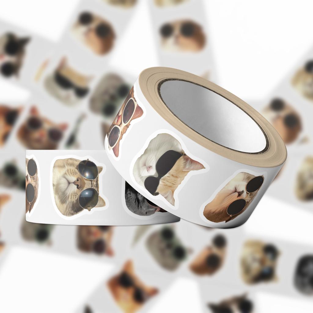 500 Pieces/roll Roll, Tape, Wear Sunglasses, Cat Head, Handbook Material, Decorate The Envelope Mouth