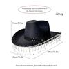 Decorative Rhinestones Bridal Hat With Lace Tassels Detailing Panama Hat for Bachelorette Party Stage Dancing