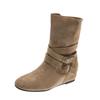 Vintage Suede Two-wear Stacked Short Boots Women's 0000 New Autumn Meradne Heightening Mid-tube Western Cowboy Boots