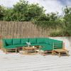 Vidaxl 12-Cz. Garden Furniture Set, Green Cushions, Bamboo