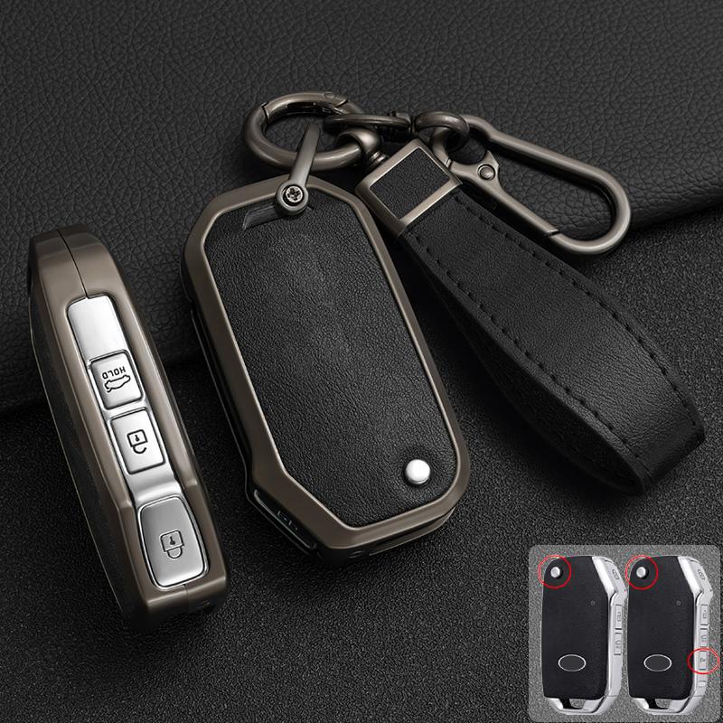 Zinc Alloy + Leather Car Key Case Cover For KIA Ceed 2023 CD Forte 2018 2019 2021 Cerato 2019 K3 Gt Seltos Sportage 2020 Sorento