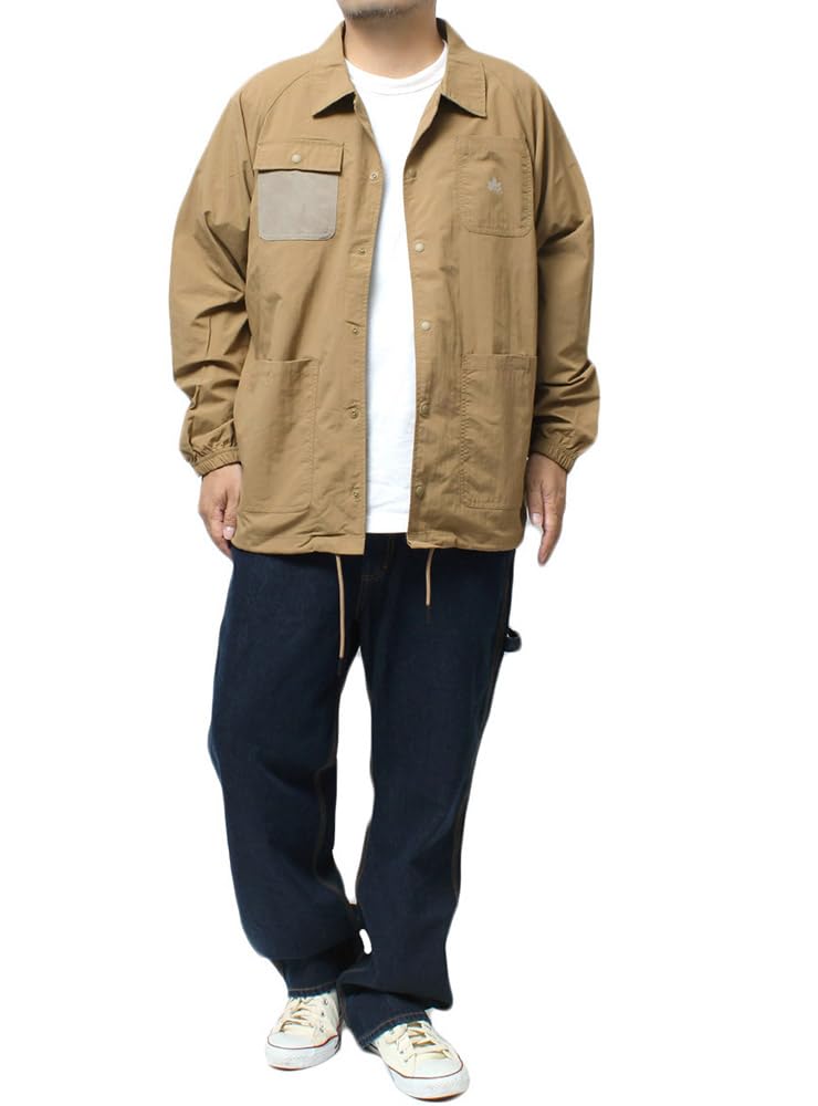 One Colors LOGOS PARK Men's Nylon Coverall, Sweat-Wicking, Quick-Drying, Outdoor Blouson Jacket, Size 2L, Beige (15)