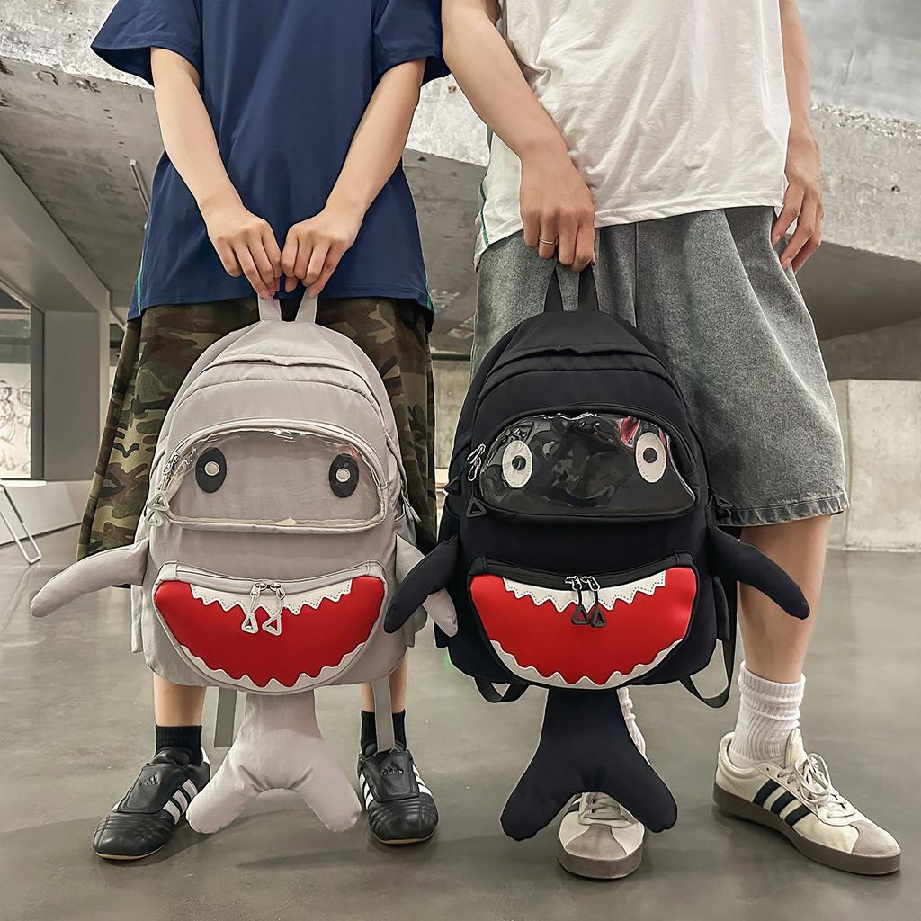 Schoolbag trendy brand personalized shark backpack couple cartoon funny doll cute backpack large capacity student schoolbag