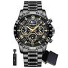 POEDAGAR 1 pz Orologio Sportivo da Uomo, Cronografo Impermeabile, Orologio al Quarzo di Lusso in Acciaio Inossidabile Luminoso con Scatola Regalo