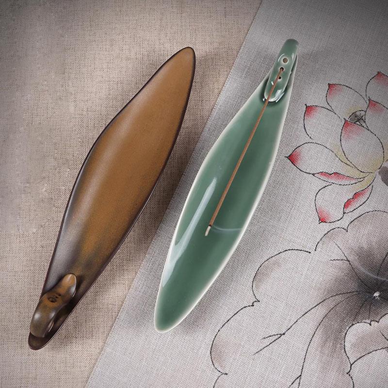 9" Length Incense Stick Holder with 3 Holes, Ceramic Incense Ash Cather for Counters, Meditation Room, Yoga, Home, Office