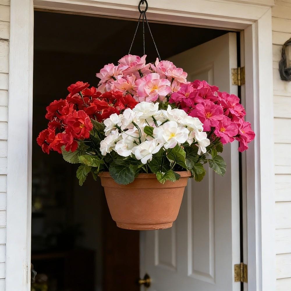 Floral Arrangement Silk Begonia Flower Realistic Simulated Begonia Branch  Christmas Party