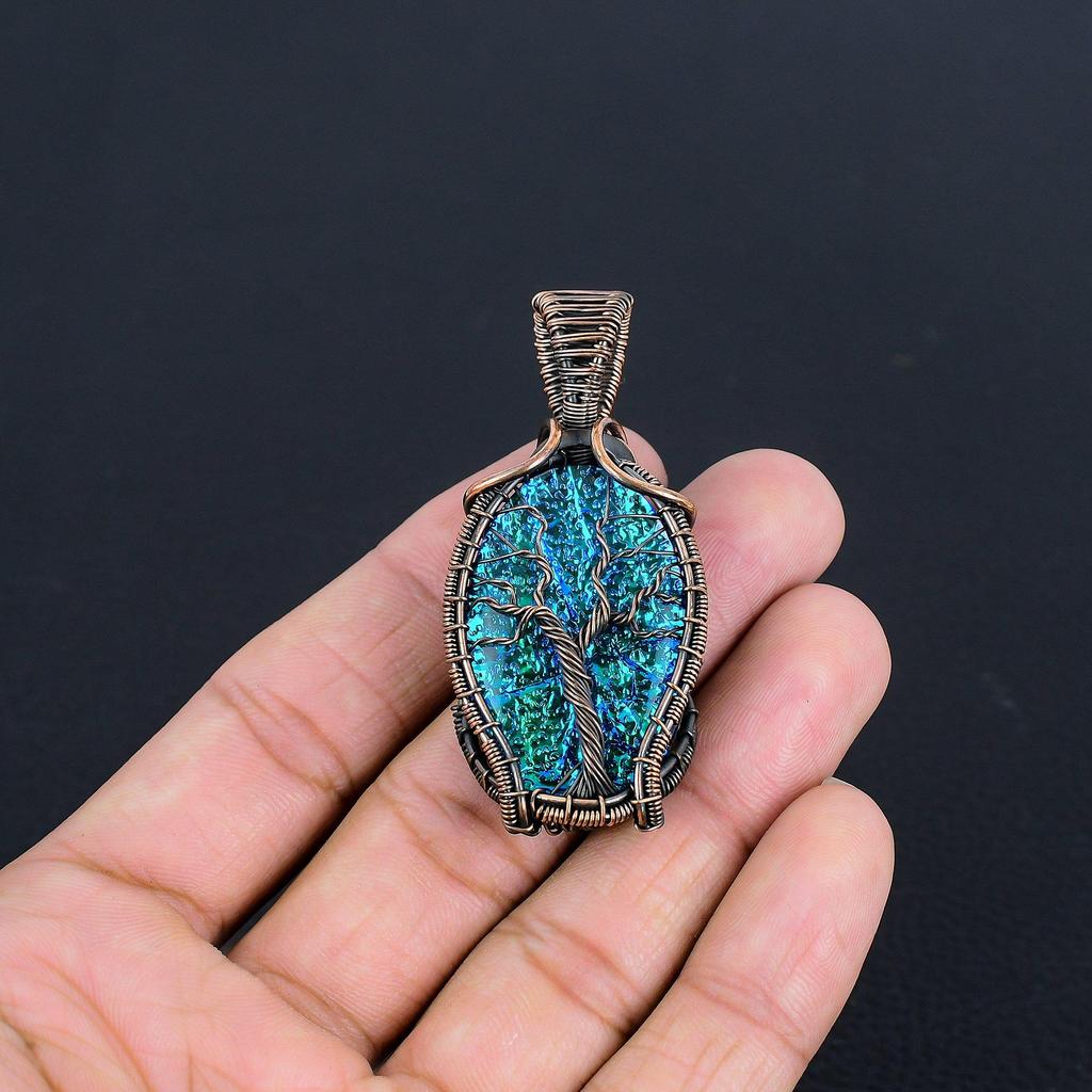 Australian Triplet Opal 999 Copper Wire Wrapped Pendant, Handmade Gemstone Jewelry Pendant Gift For Birthday