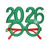2026 Nyttårsfest Briller Lett Rød Glitter Brilleinnfatning med Snøfnugg Kristtorn Dekorasjon Festlig Paljett Hårbøyle