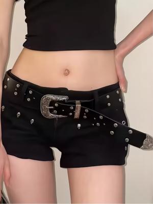 2026 New Black Fashion Retro Rivet Belt Women's Fashion Personality High-End with Jeans Belt Trend Style Women Belt