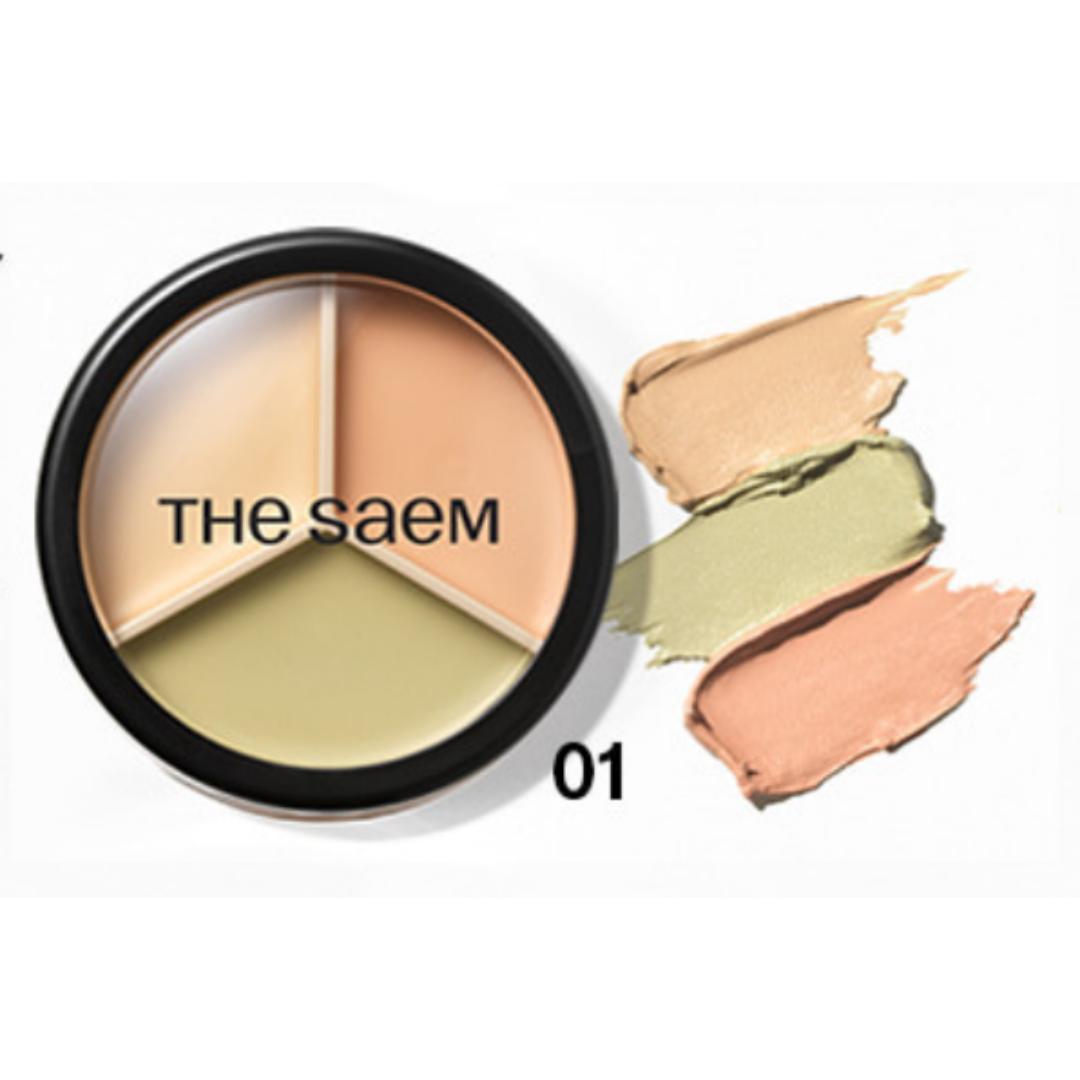

Консилер-пудра The Saem Cover Perfection Triple Pot (5 вариантов) 01 Correct Beige