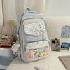 Japanese two-dimensional transparent pain bag, high-value ins college style plaid middle school student multi-compartment backpack